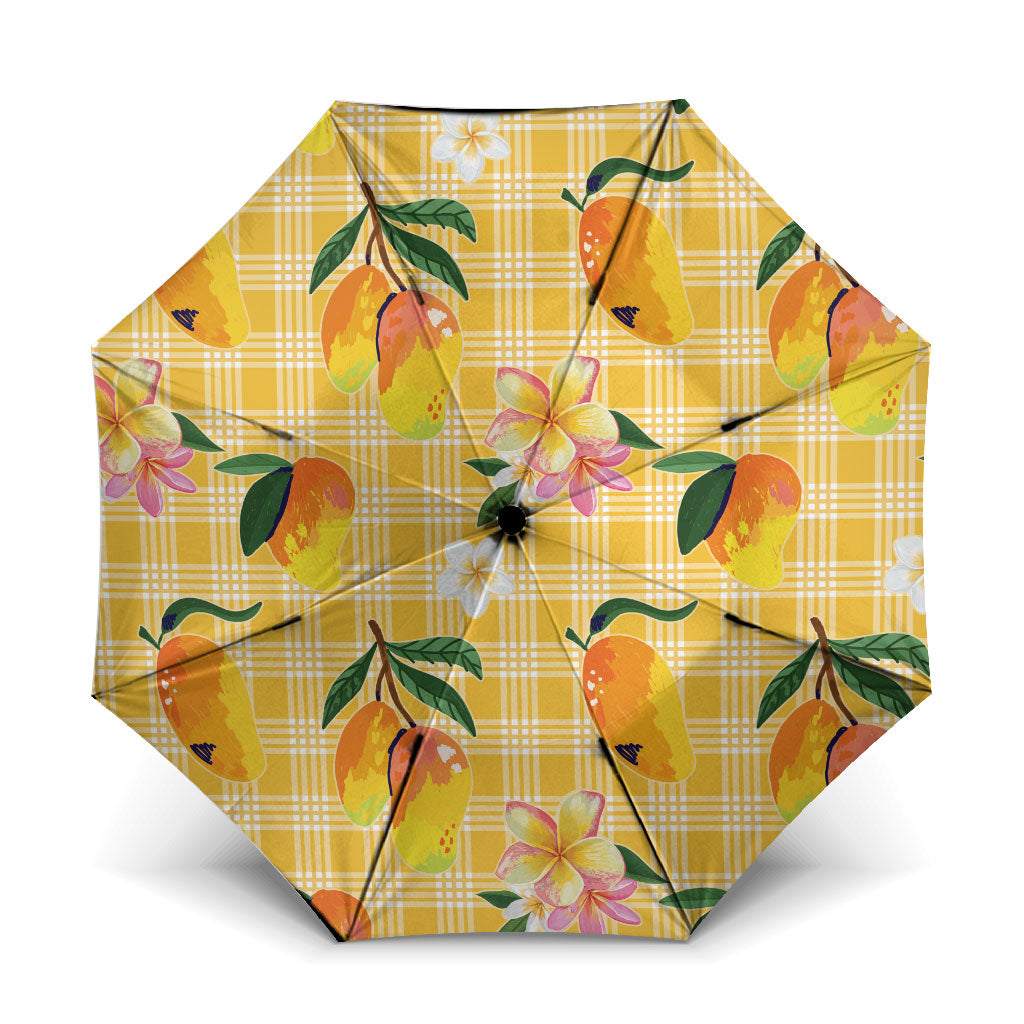 Aloha Hawaii Palaka Print Mango Plumeria Umbrella Fresh Lemon
