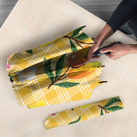 Aloha Hawaii Palaka Print Mango Plumeria Umbrella Fresh Lemon