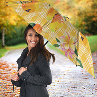 Aloha Hawaii Palaka Print Mango Plumeria Umbrella Fresh Lemon