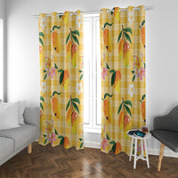 Aloha Hawaii Palaka Print Mango Plumeria Window Curtain Fresh Lemon