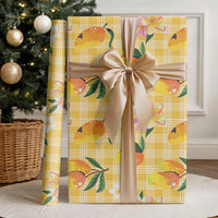 Aloha Hawaii Palaka Print Mango Plumeria Wrapping Paper Fresh Lemon