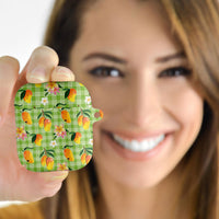 Aloha Hawaii Palaka Print Mango Plumeria AirPods Case Cool Mint