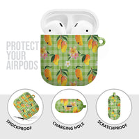 Aloha Hawaii Palaka Print Mango Plumeria AirPods Case Cool Mint