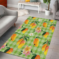 Aloha Hawaii Palaka Print Mango Plumeria Area Rug Cool Mint