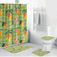Aloha Hawaii Palaka Print Mango Plumeria Bathroom Set Cool Mint