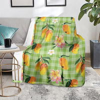 Aloha Hawaii Palaka Print Mango Plumeria Blanket Cool Mint