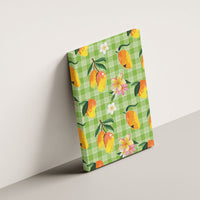 Aloha Hawaii Palaka Print Mango Plumeria Canvas Wall Art Cool Mint