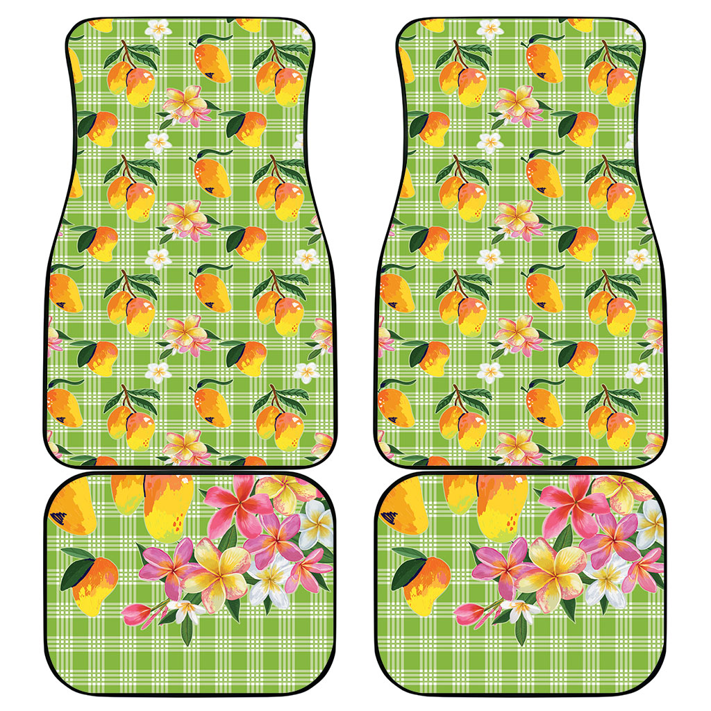 Aloha Hawaii Palaka Print Mango Plumeria Car Mats Cool Mint
