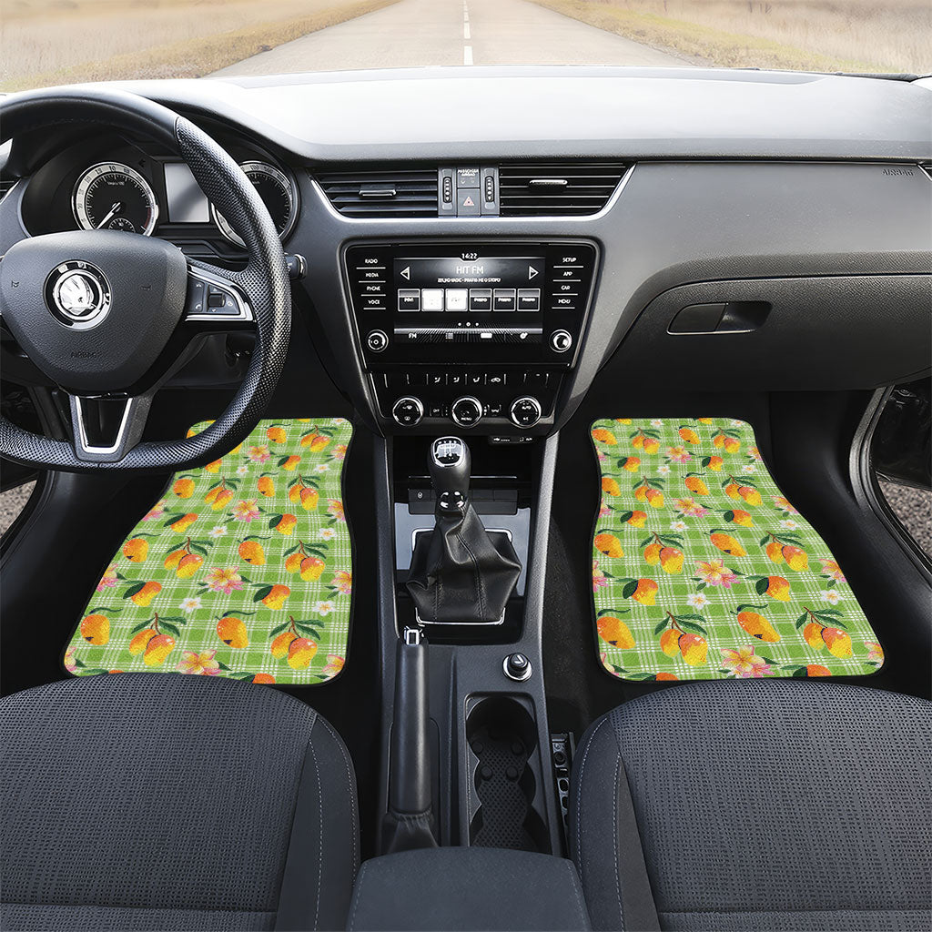 Aloha Hawaii Palaka Print Mango Plumeria Car Mats Cool Mint