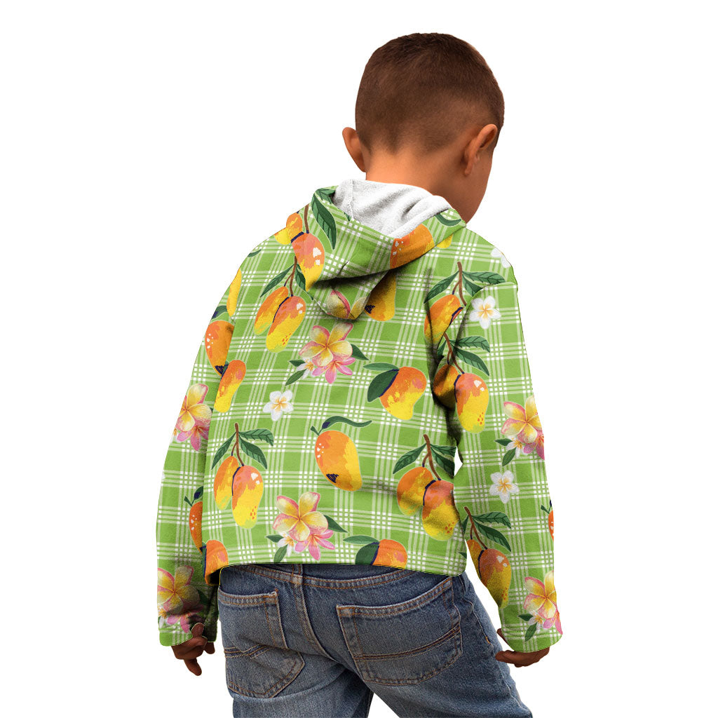 Aloha Hawaii Palaka Print Mango Plumeria Kid Hoodie Cool Mint