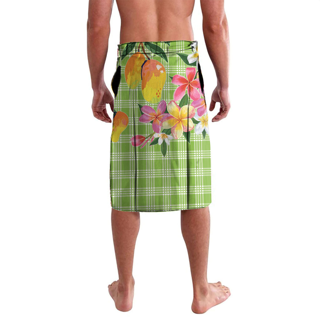 Aloha Hawaii Palaka Print Mango Plumeria Lavalava Cool Mint