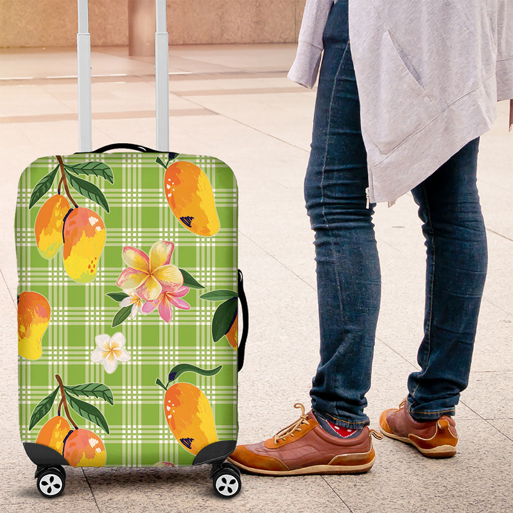 Aloha Hawaii Palaka Print Mango Plumeria Luggage Cover Cool Mint