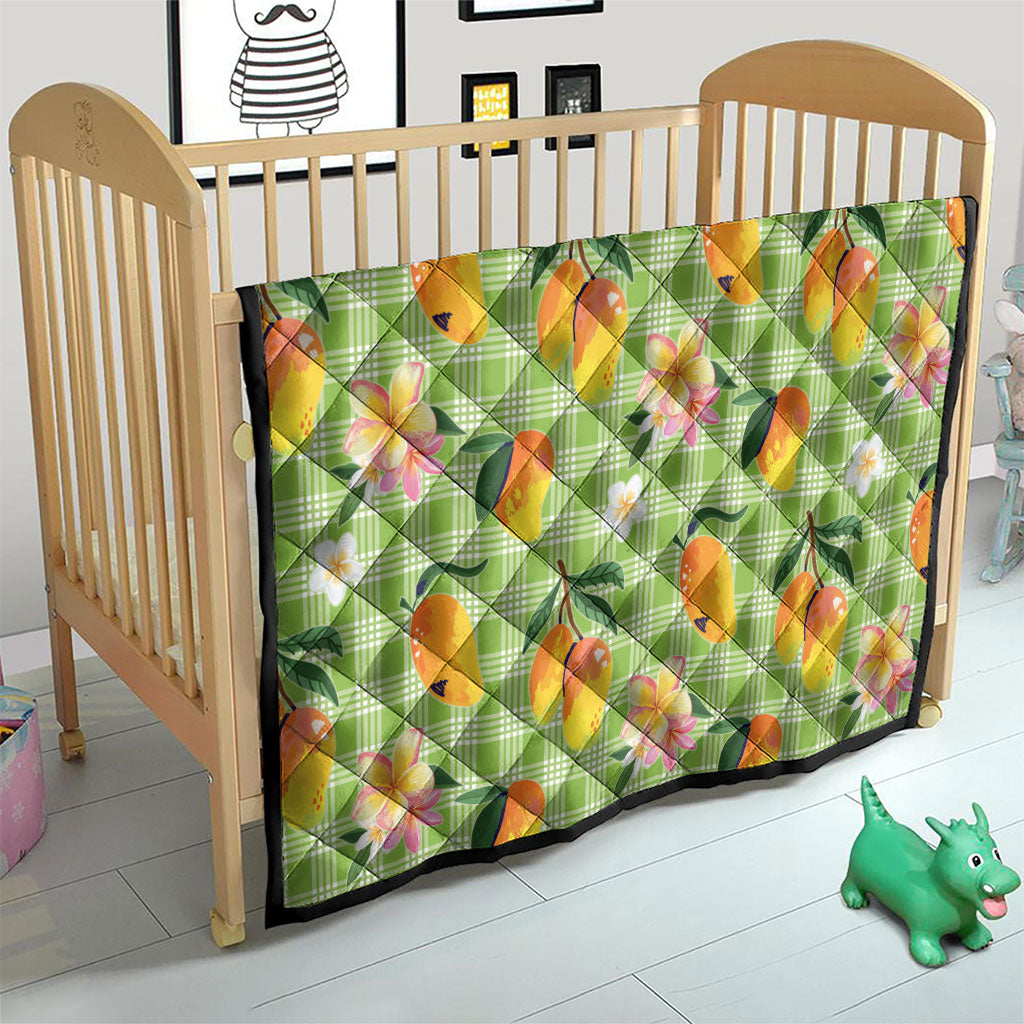 Aloha Hawaii Palaka Print Mango Plumeria Quilt Cool Mint