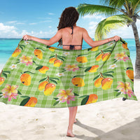 Aloha Hawaii Palaka Print Mango Plumeria Sarong Cool Mint