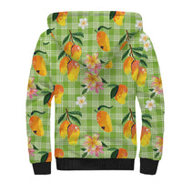 Aloha Hawaii Palaka Print Mango Plumeria Sherpa Hoodie Cool Mint
