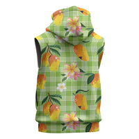 Aloha Hawaii Palaka Print Mango Plumeria Sleeveless Hoodie Cool Mint