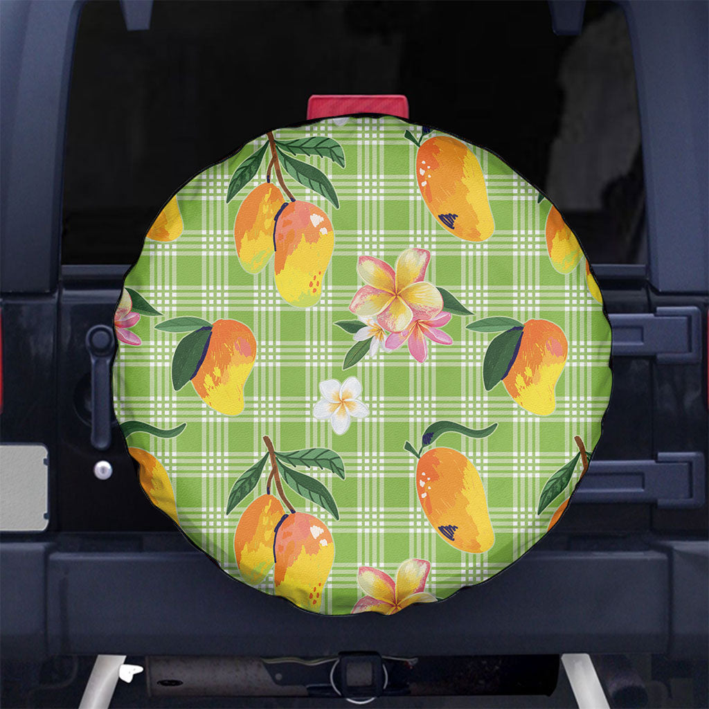 Aloha Hawaii Palaka Print Mango Plumeria Spare Tire Cover Cool Mint
