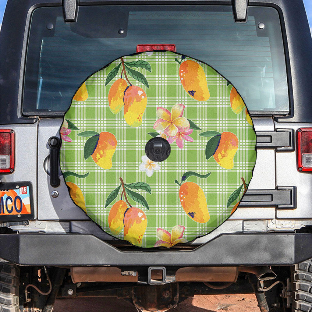 Aloha Hawaii Palaka Print Mango Plumeria Spare Tire Cover Cool Mint