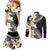 Aloha Hawaii Festive Couples Matching Mermaid Dress and Long Sleeve Button Shirt Frangipani Lace Classic