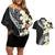 Aloha Hawaii Festive Couples Matching Off Shoulder Short Dress and Hawaiian Shirt Frangipani Lace Classic