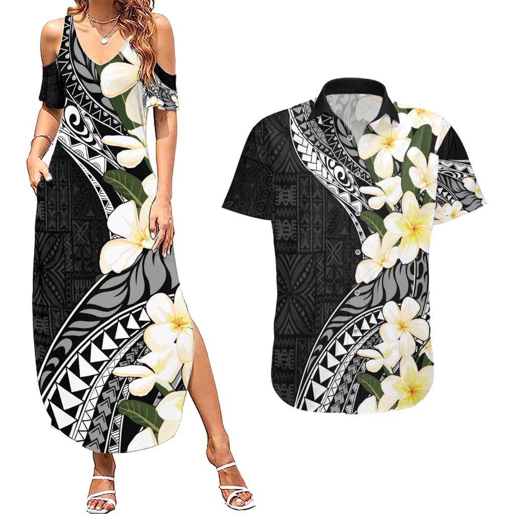 Aloha Hawaii Festive Couples Matching Summer Maxi Dress and Hawaiian Shirt Frangipani Lace Classic