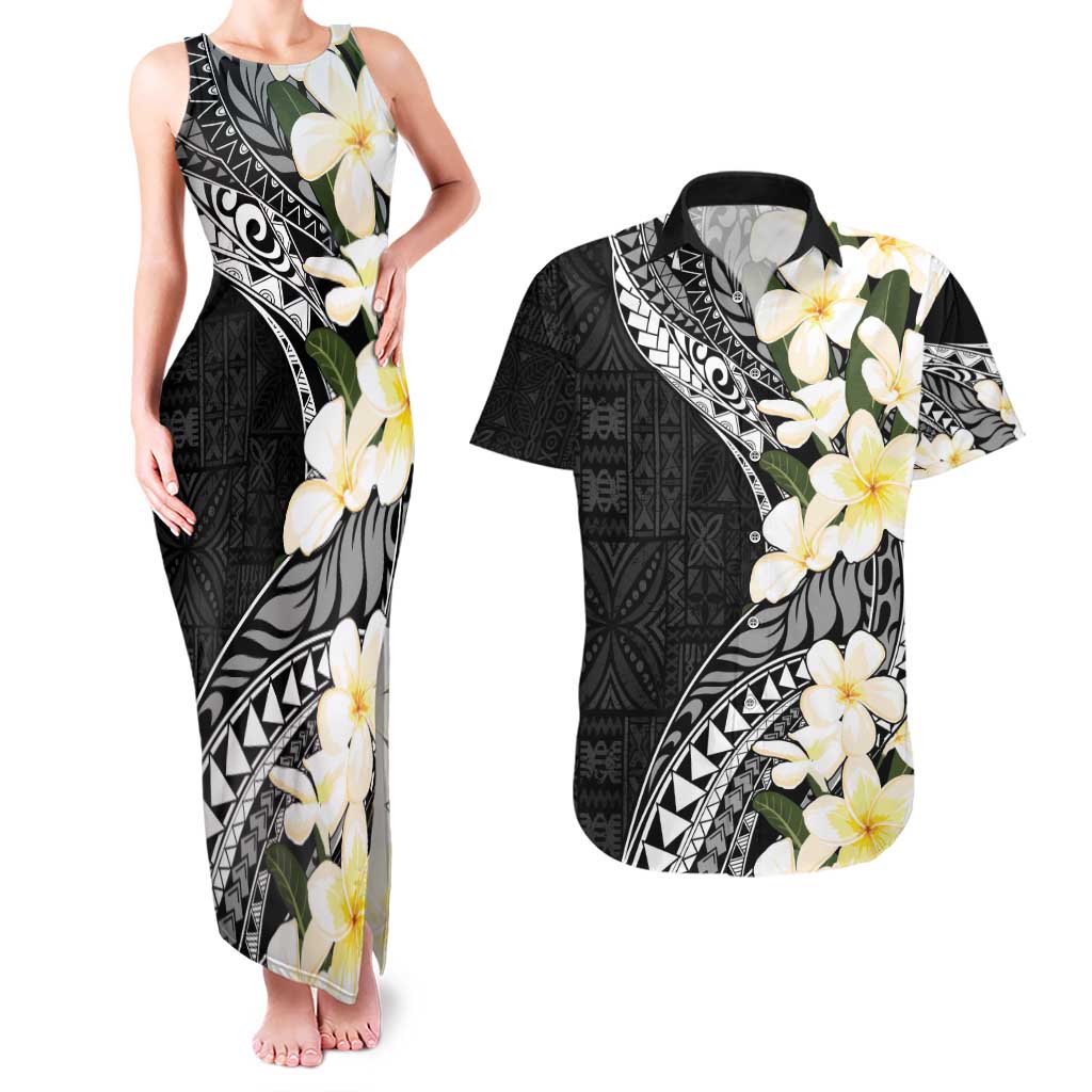 Aloha Hawaii Festive Couples Matching Tank Maxi Dress and Hawaiian Shirt Frangipani Lace Classic