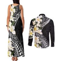 Aloha Hawaii Festive Couples Matching Tank Maxi Dress and Long Sleeve Button Shirt Frangipani Lace Classic