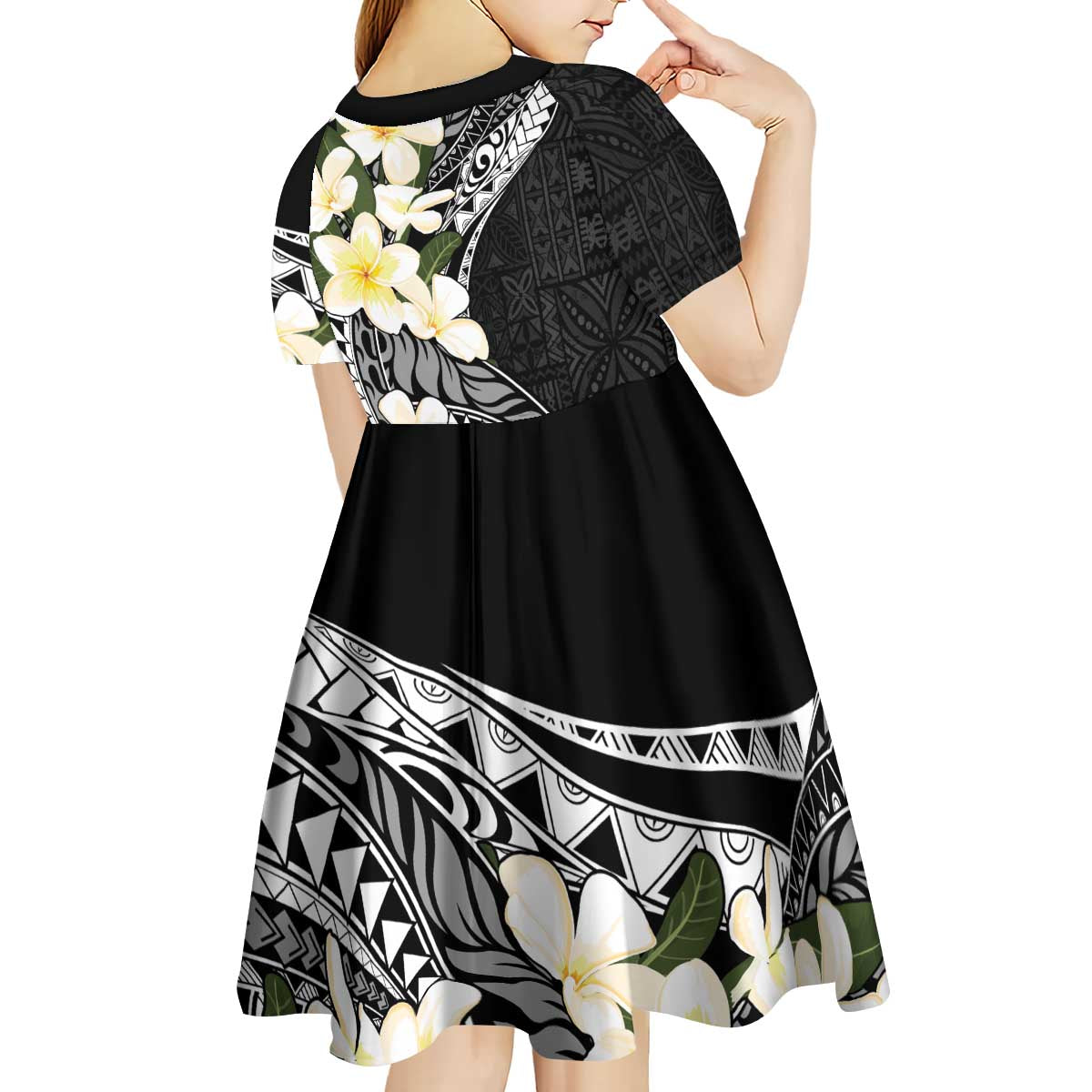 Aloha Hawaii Festive Kid Short Sleeve Dress Frangipani Lace Classic