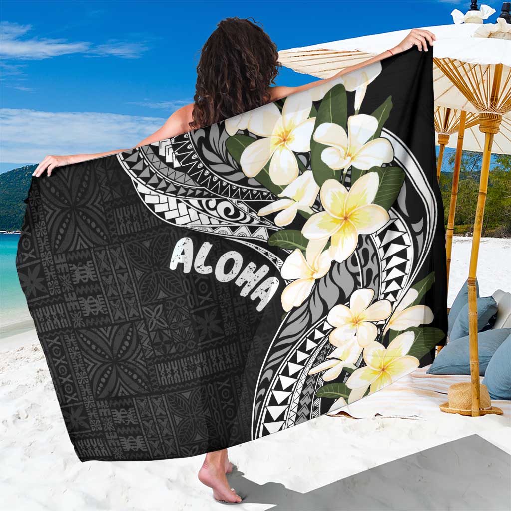 Aloha Hawaii Festive Sarong Frangipani Lace Classic LT7 One Size 44 x 66 inches Black - Polynesian Pride