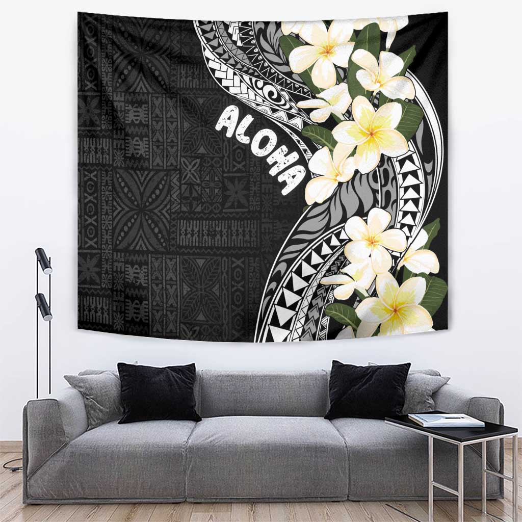 Aloha Hawaii Festive Tapestry Frangipani Lace Classic LT7 Black - Polynesian Pride