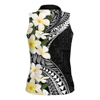 Aloha Hawaii Festive Women Sleeveless Polo Shirt Frangipani Lace Classic