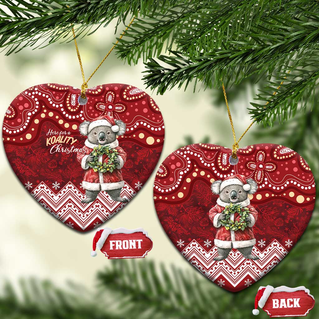 Here For A Koality Xmas Australia Abogirinal Ceramic Ornament Santa Koala - Polynesian Pride