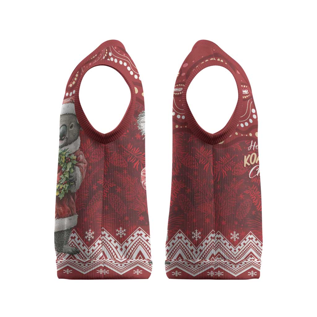 Here For A Koality Xmas Australia Abogirinal Christmas Knitted V-Neck Vest Santa Koala - Polynesian Pride