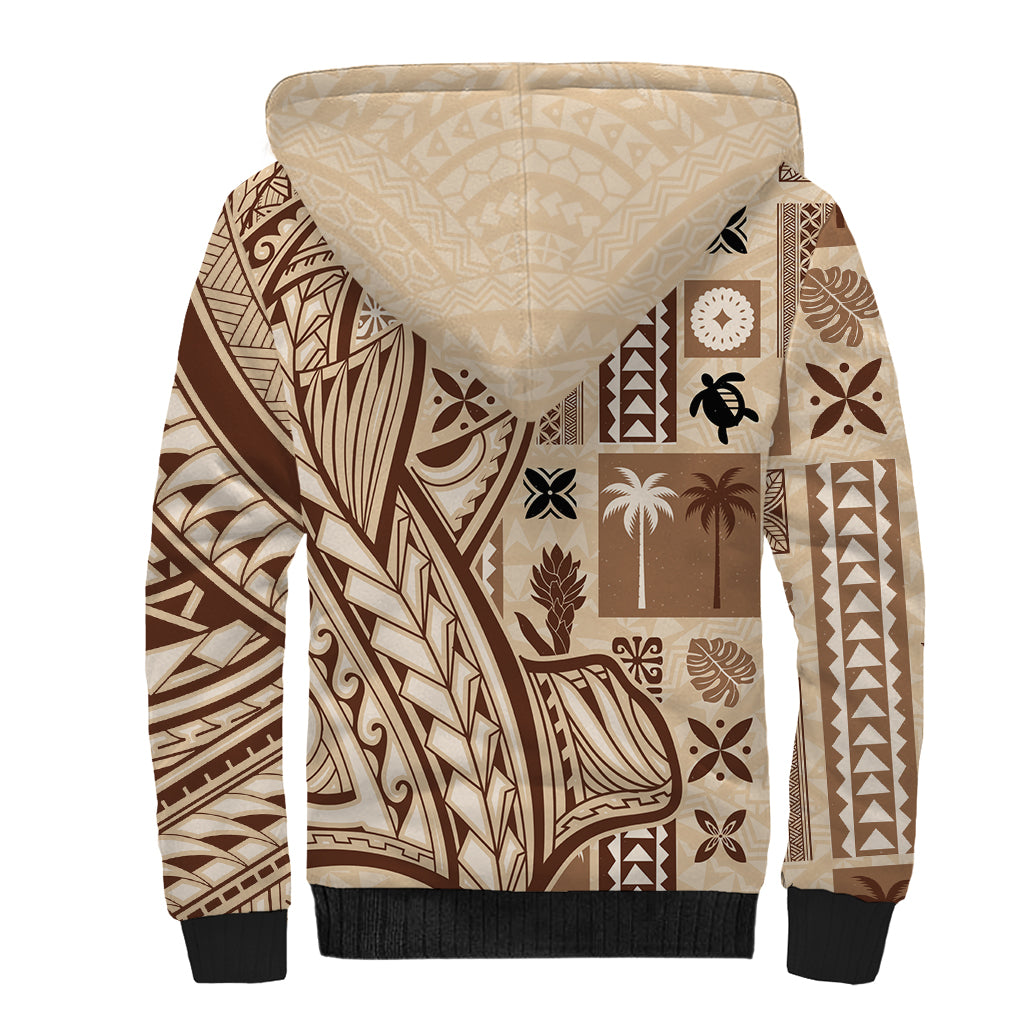 Samoa Tapa Sherpa Hoodie Siapo Mix Tatau Patterns LT7 - Polynesian Pride