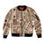 Samoa Tapa Sleeve Zip Bomber Jacket Siapo Mix Tatau Patterns LT7 Unisex Beige - Polynesian Pride
