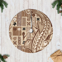 Samoa Tapa Tree Skirt Siapo Mix Tatau Patterns LT7 Casual Tree Skirts Beige - Polynesian Pride