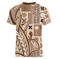 Samoa Tapa Women V Neck T Shirt Siapo Mix Tatau Patterns LT7 - Polynesian Pride