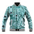 Samoa Tapa Baseball Jacket Siapo Mix Tatau Patterns - Teal LT7 Unisex Teal - Polynesian Pride