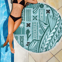 Samoa Tapa Beach Blanket Siapo Mix Tatau Patterns - Teal LT7 - Polynesian Pride