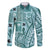 Samoa Tapa Family Matching Tank Maxi Dress and Hawaiian Shirt Siapo Mix Tatau Patterns - Teal LT7 Dad's Shirt - Long Sleeve Teal - Polynesian Pride