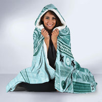 Samoa Tapa Hooded Blanket Siapo Mix Tatau Patterns - Teal LT7 - Polynesian Pride