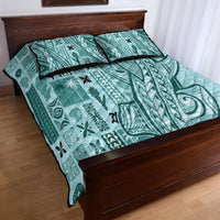 Samoa Tapa Quilt Bed Set Siapo Mix Tatau Patterns - Teal LT7 - Polynesian Pride