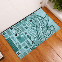 Samoa Tapa Rubber Doormat Siapo Mix Tatau Patterns - Teal LT7 Teal - Polynesian Pride