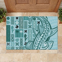 Samoa Tapa Rubber Doormat Siapo Mix Tatau Patterns - Teal LT7 - Polynesian Pride