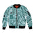 Samoa Tapa Sleeve Zip Bomber Jacket Siapo Mix Tatau Patterns - Teal LT7 Unisex Teal - Polynesian Pride
