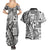 Samoa Tapa Couples Matching Summer Maxi Dress and Hawaiian Shirt Siapo Mix Tatau Patterns - White LT7 - Polynesian Pride