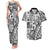 Samoa Tapa Couples Matching Tank Maxi Dress and Hawaiian Shirt Siapo Mix Tatau Patterns - White LT7 White - Polynesian Pride