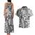 Samoa Tapa Couples Matching Tank Maxi Dress and Hawaiian Shirt Siapo Mix Tatau Patterns - White LT7 - Polynesian Pride
