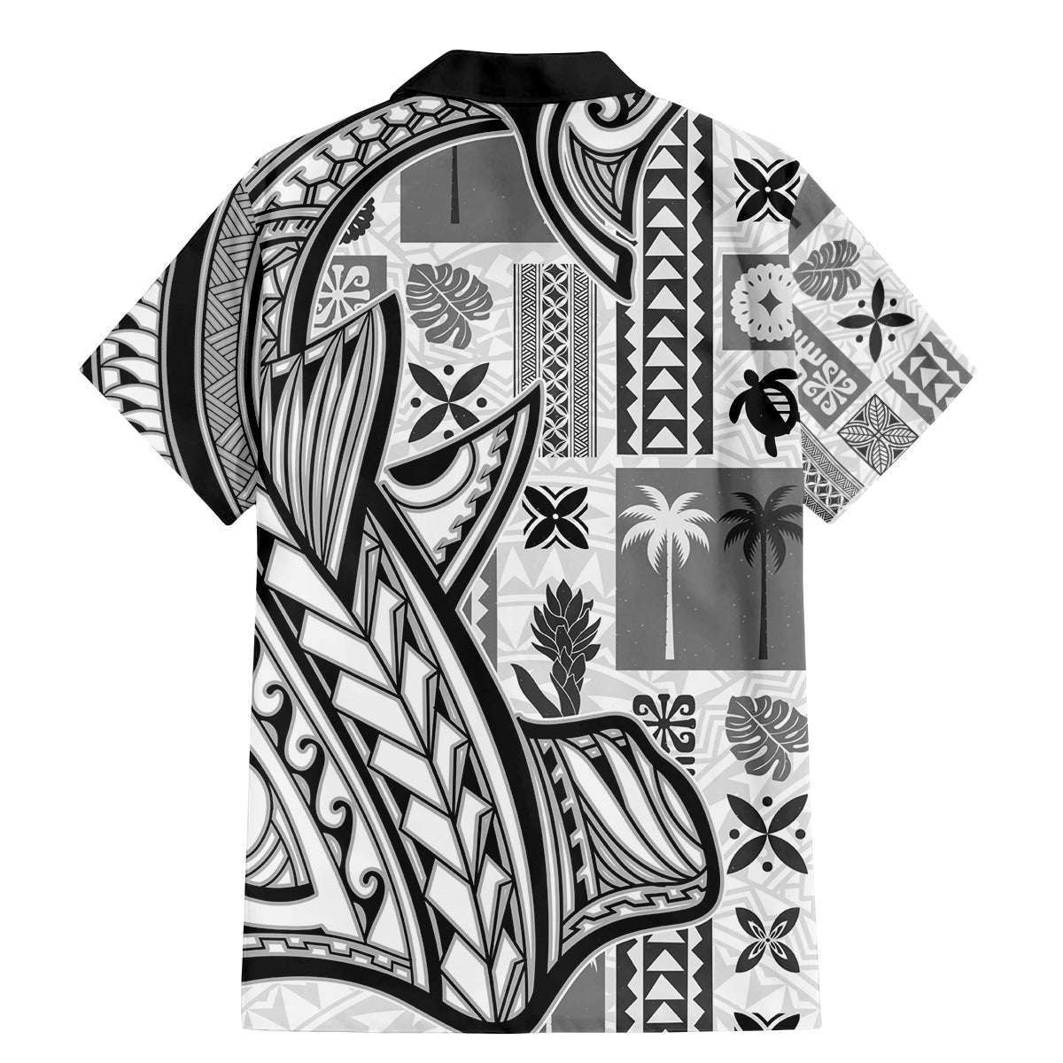 Samoa Tapa Family Matching Mermaid Dress and Hawaiian Shirt Siapo Mix Tatau Patterns - White LT7 - Polynesian Pride