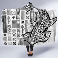 Samoa Tapa Hooded Blanket Siapo Mix Tatau Patterns - White LT7 - Polynesian Pride